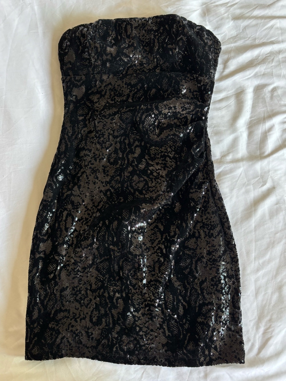 Strapless Velvet Sequin Mini Dress